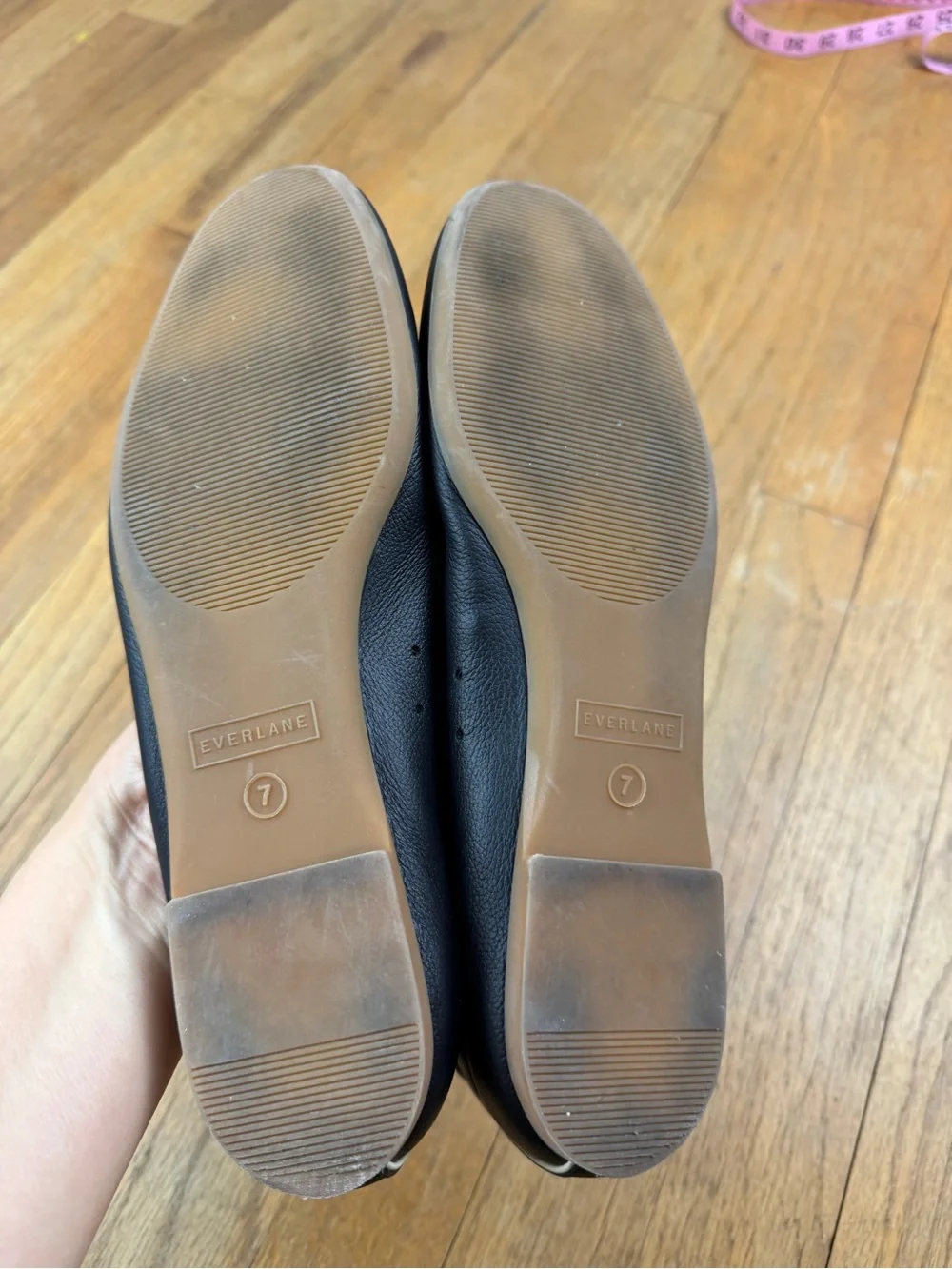 Everlane Black Leather Slip-On Ballet Flats